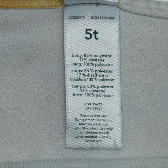 Carter's Toddler Girls Short Sleeve Tankini Set 5T Lemons Yellow White Swim - Picture 5 of 9